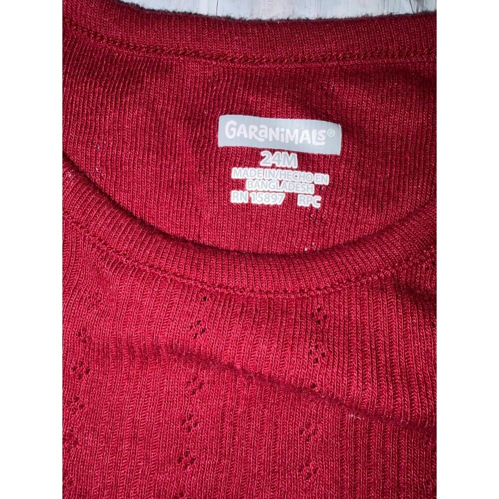 Garanimals Baby Girls 24M Red Ribbed Long‑Sleeve Bodysuit – Snap Bottom - Picture 3 of 4